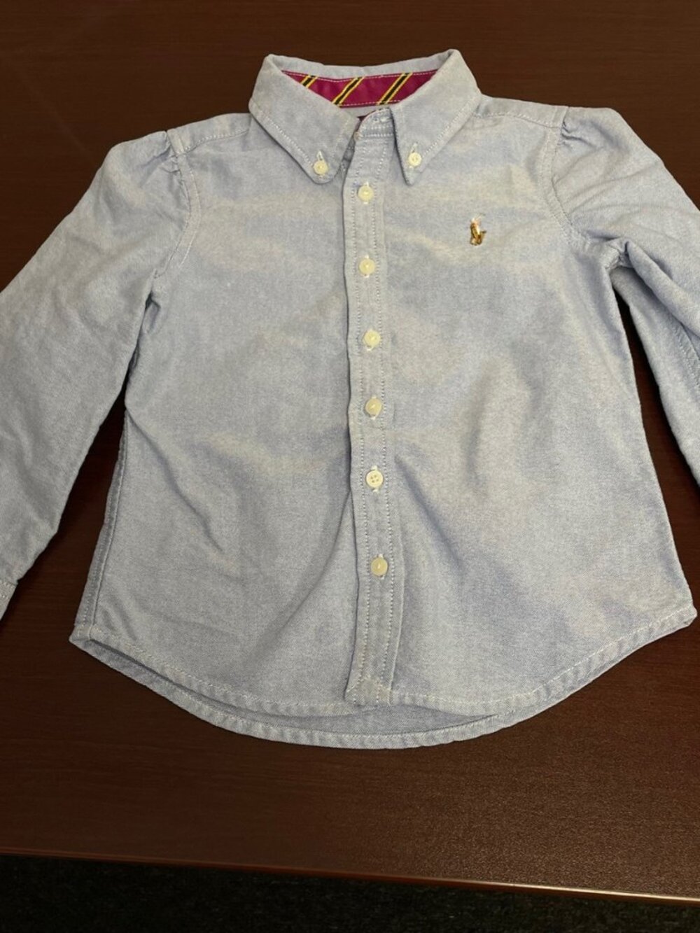 Ralph Lauren Toddler Girl's Button-Front Shirt - Classic Blue - Size 3T - GUC